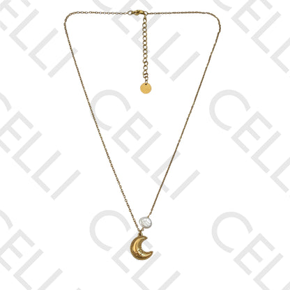 钢链 - 月形带珍珠