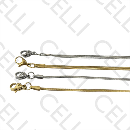 Pulseira de Aço Simples - snake espalmado oval