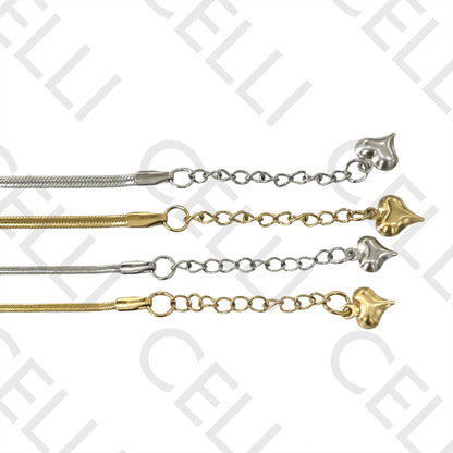 Pulseira de Aço Simples - snake espalmado oval