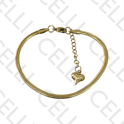 Pulseira de Aço Simples - snake espalmado oval