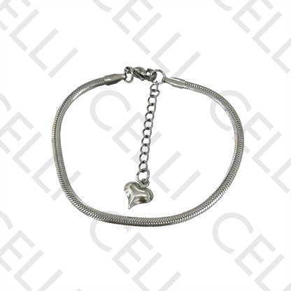 Pulseira de Aço Simples - snake espalmado oval