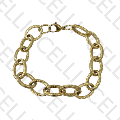 Colar / Pulseira de Aço Simples - elo oval detalhado