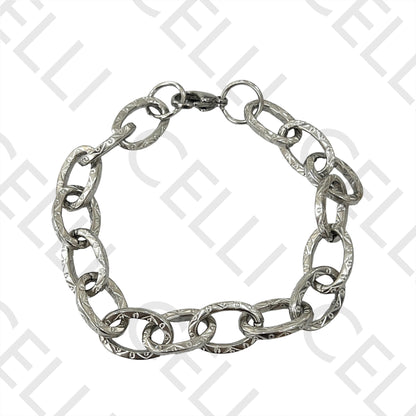Colar / Pulseira de Aço Simples - elo oval detalhado