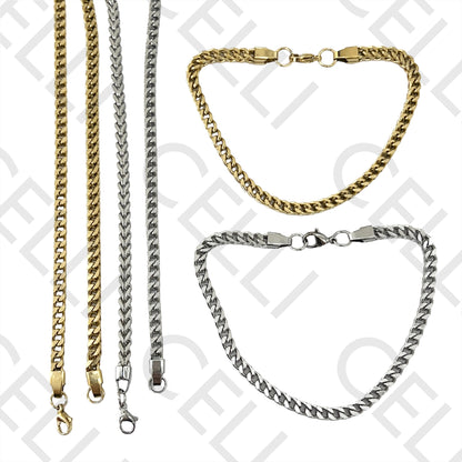 Colar / Pulseira de Aço Simples - corrente quadrada