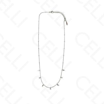 Colar/Pulseira de aço - mini cruzes com brilhantes