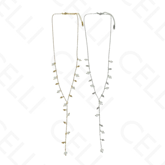 钢制项链 - Y形珍珠吊坠