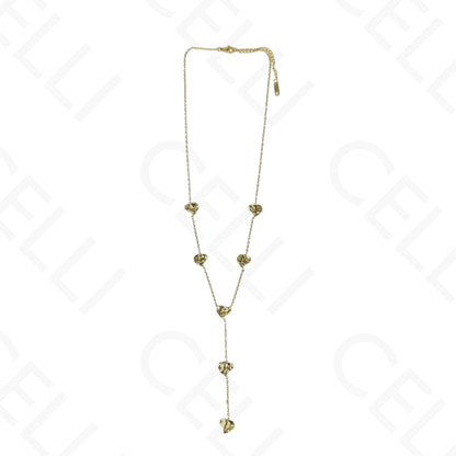 Steel Necklace - Y-shaped Hammered Hearts