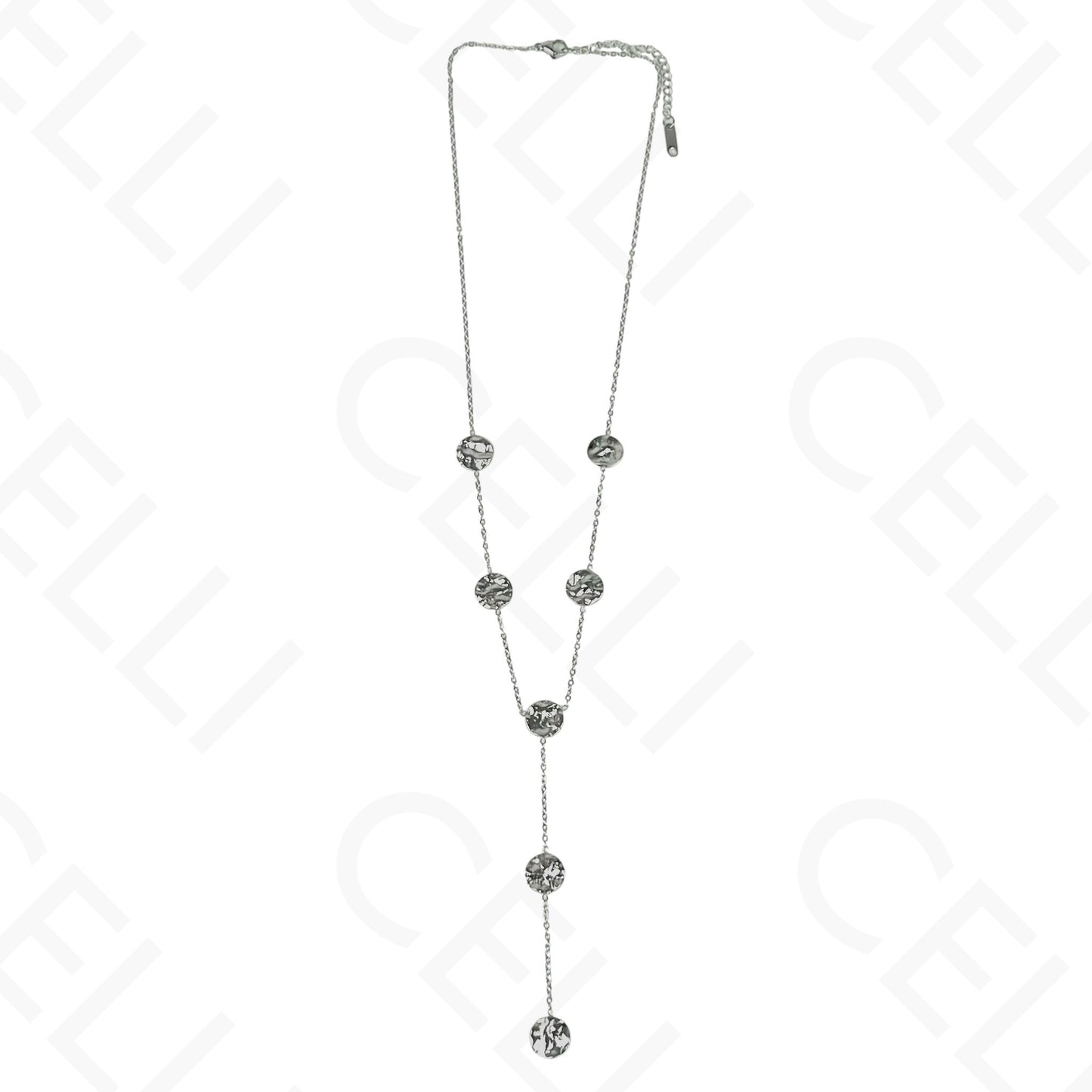 Colar de aço - Formato Y discos martelados