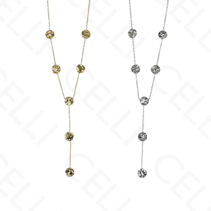 Colar de aço - Formato Y discos martelados