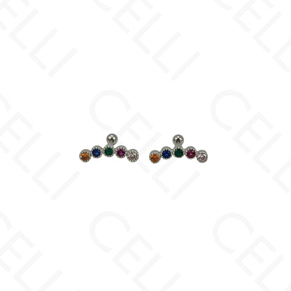 Piercing de Aço - 5 brilhantes coloridos
