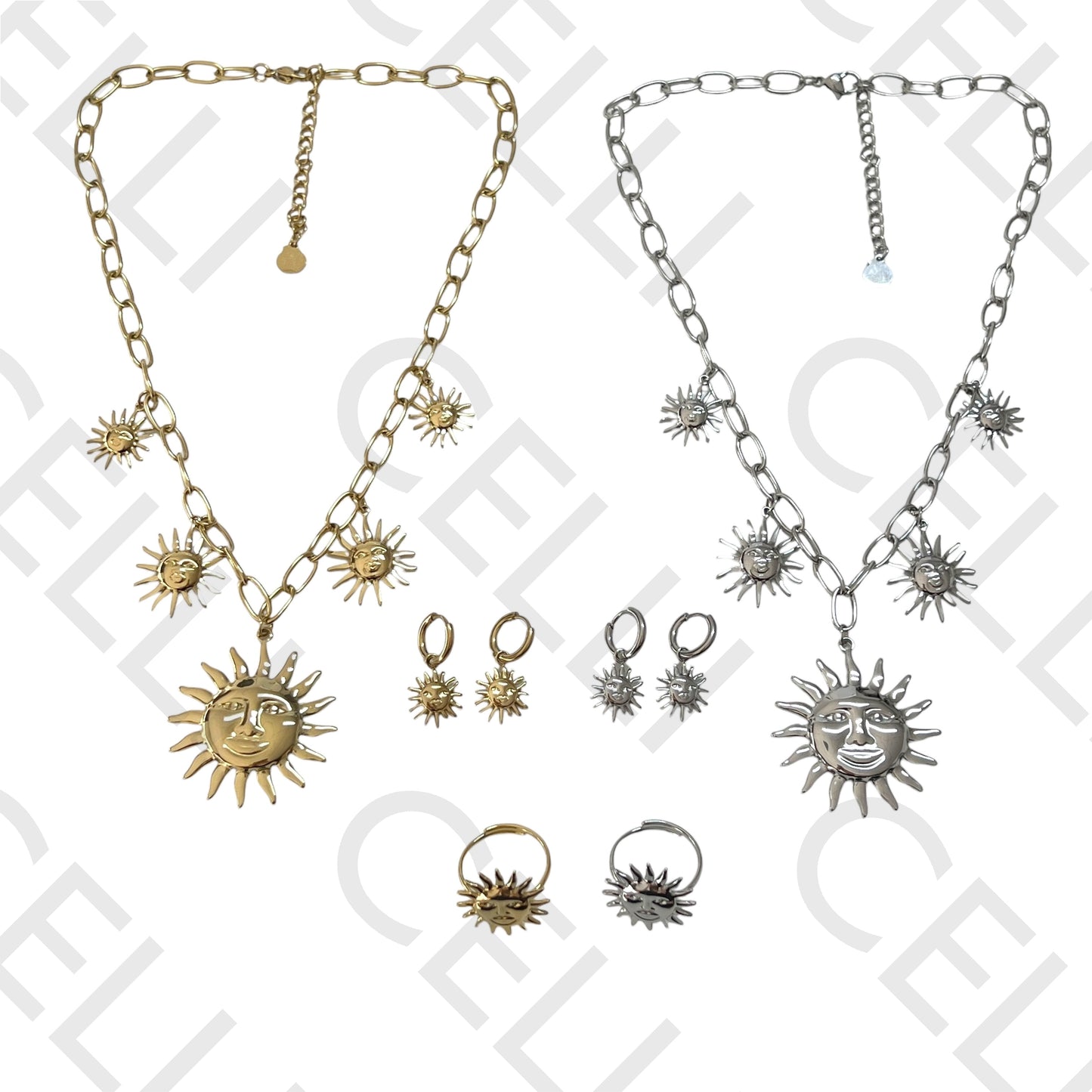 Steel Necklace/Ring/Earring - Sun