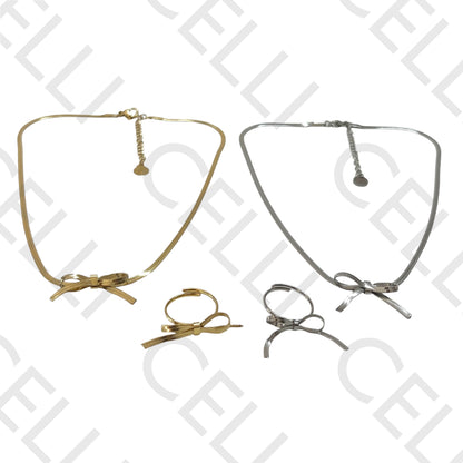 Steel Necklace/Ring - Flattened Snake Mesh Loop