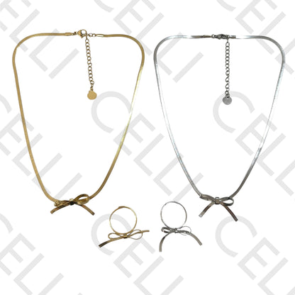 Steel Necklace/Ring - Flattened Snake Mesh Loop