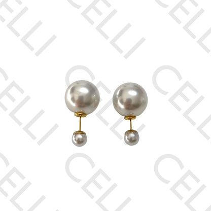 Brinco de Acero - Perlas frente y atrás