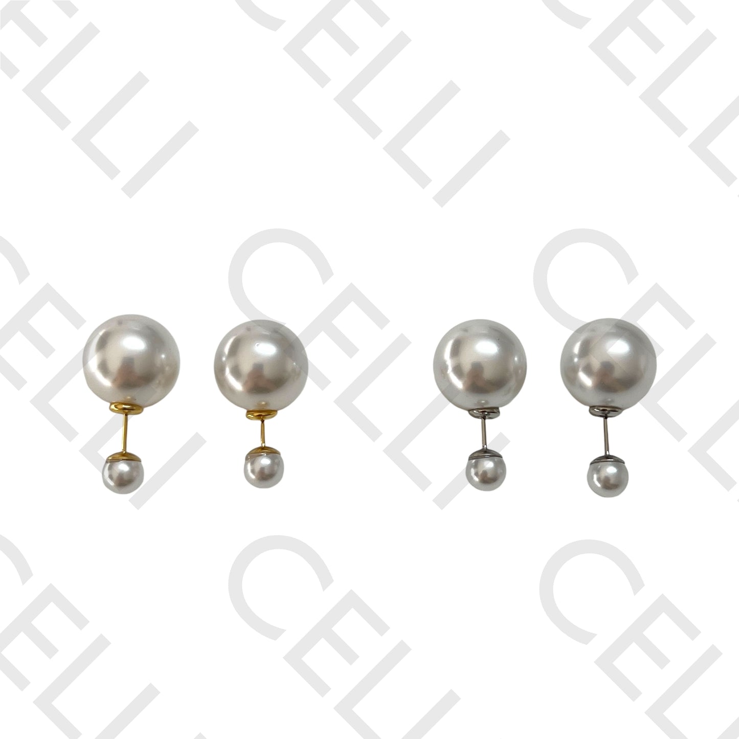 Brinco de Acero - Perlas frente y atrás