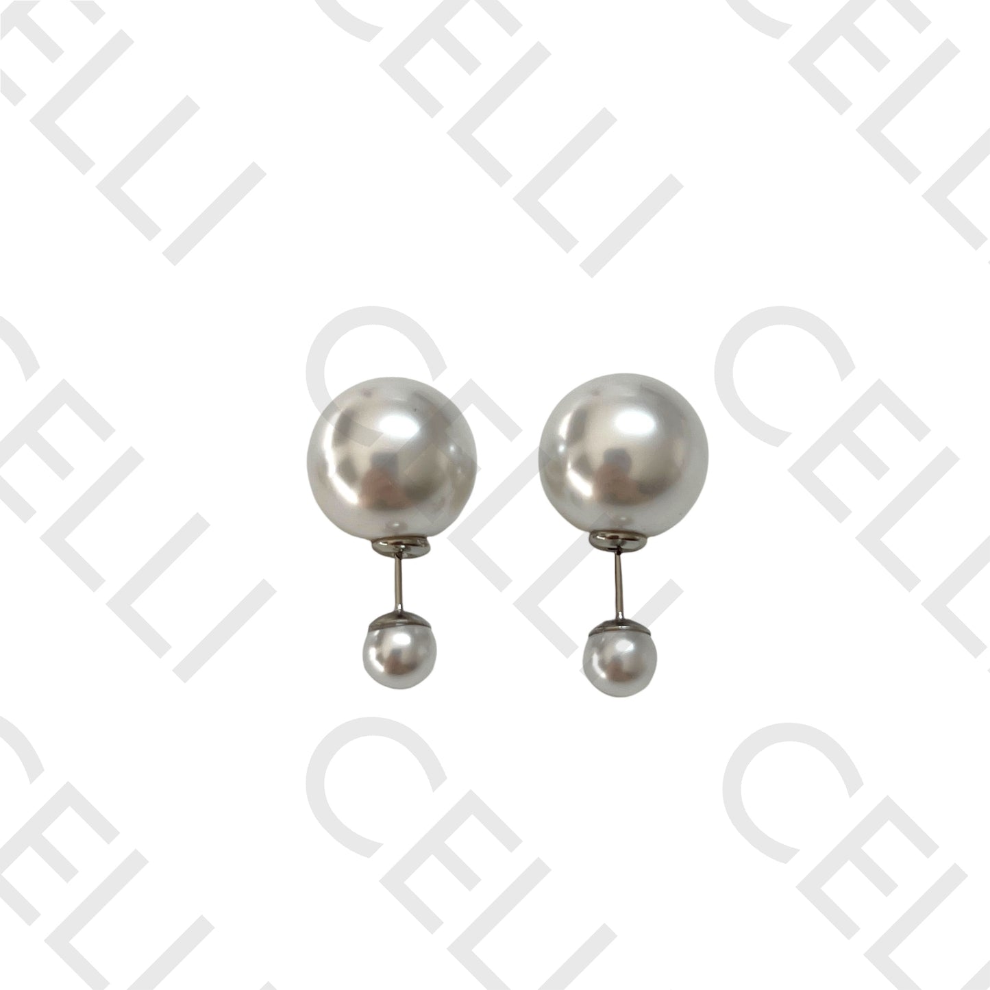 Brinco de Acero - Perlas frente y atrás