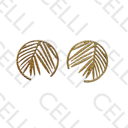 Steel Earring - Round Leaf