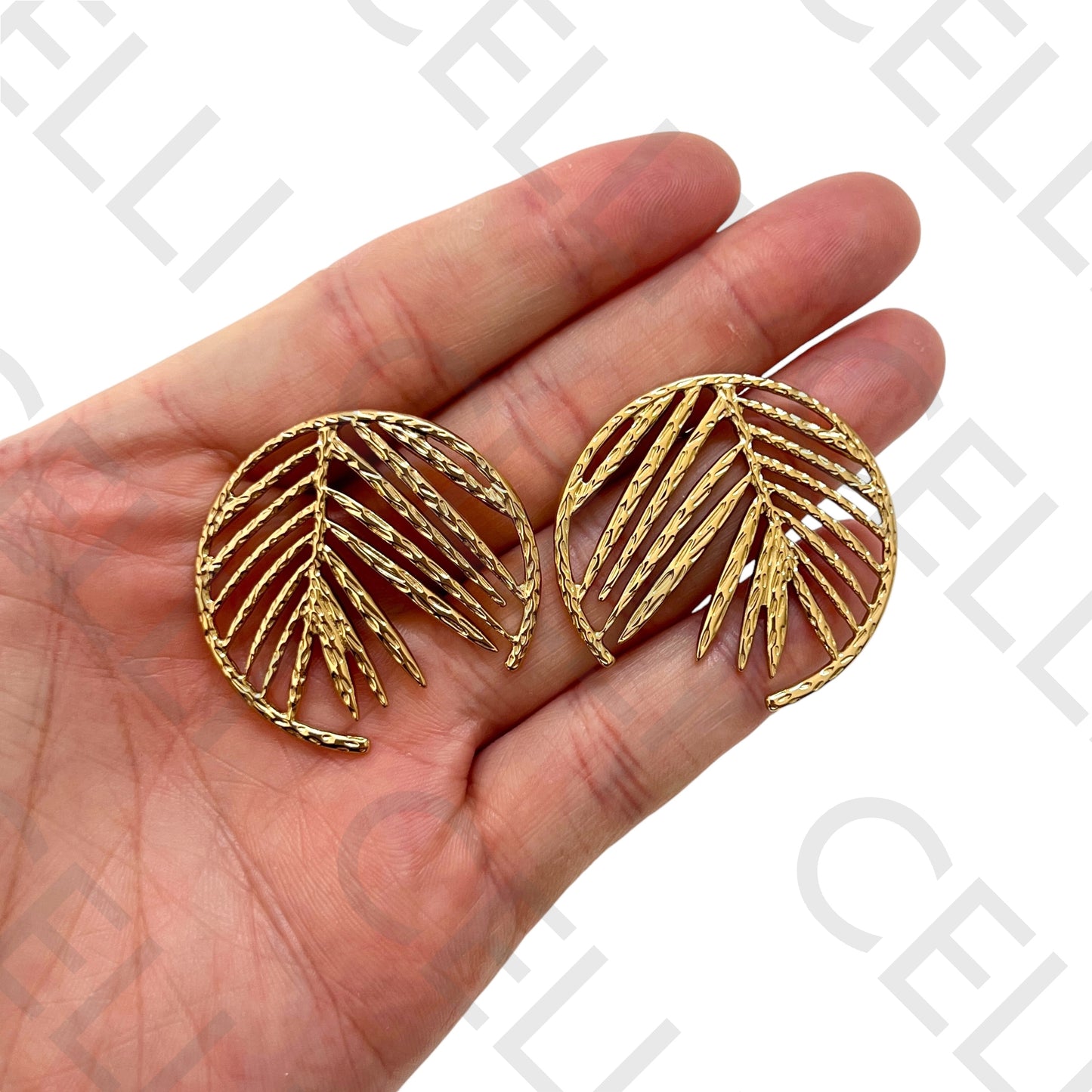 Steel Earring - Round Leaf