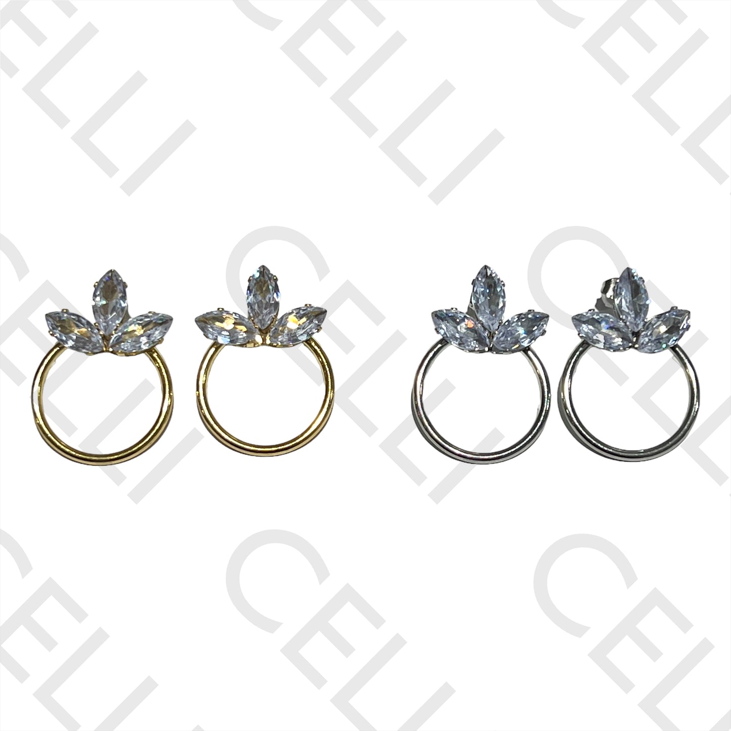 Brinco de Aço - brilhantes folha