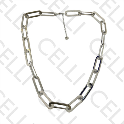 Colar de Aço Simples - elo oval retangular grosso