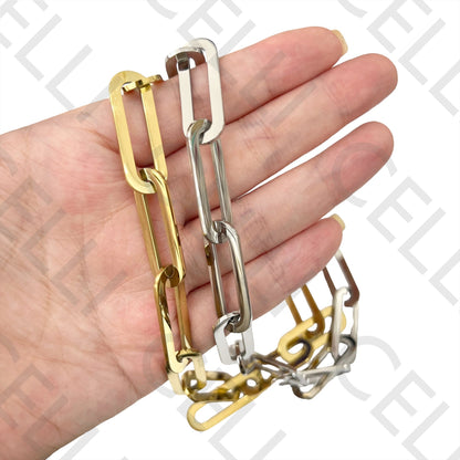 Colar de Aço Simples - elo oval retangular grosso