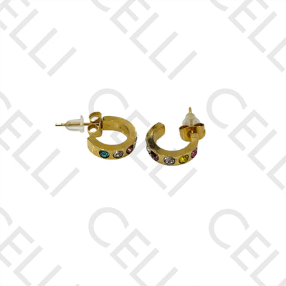 钢制耳环圈 - 闪亮装饰