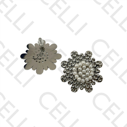 Steel Earring - Flower with Pearls