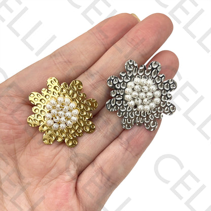 Steel Earring - Flower with Pearls