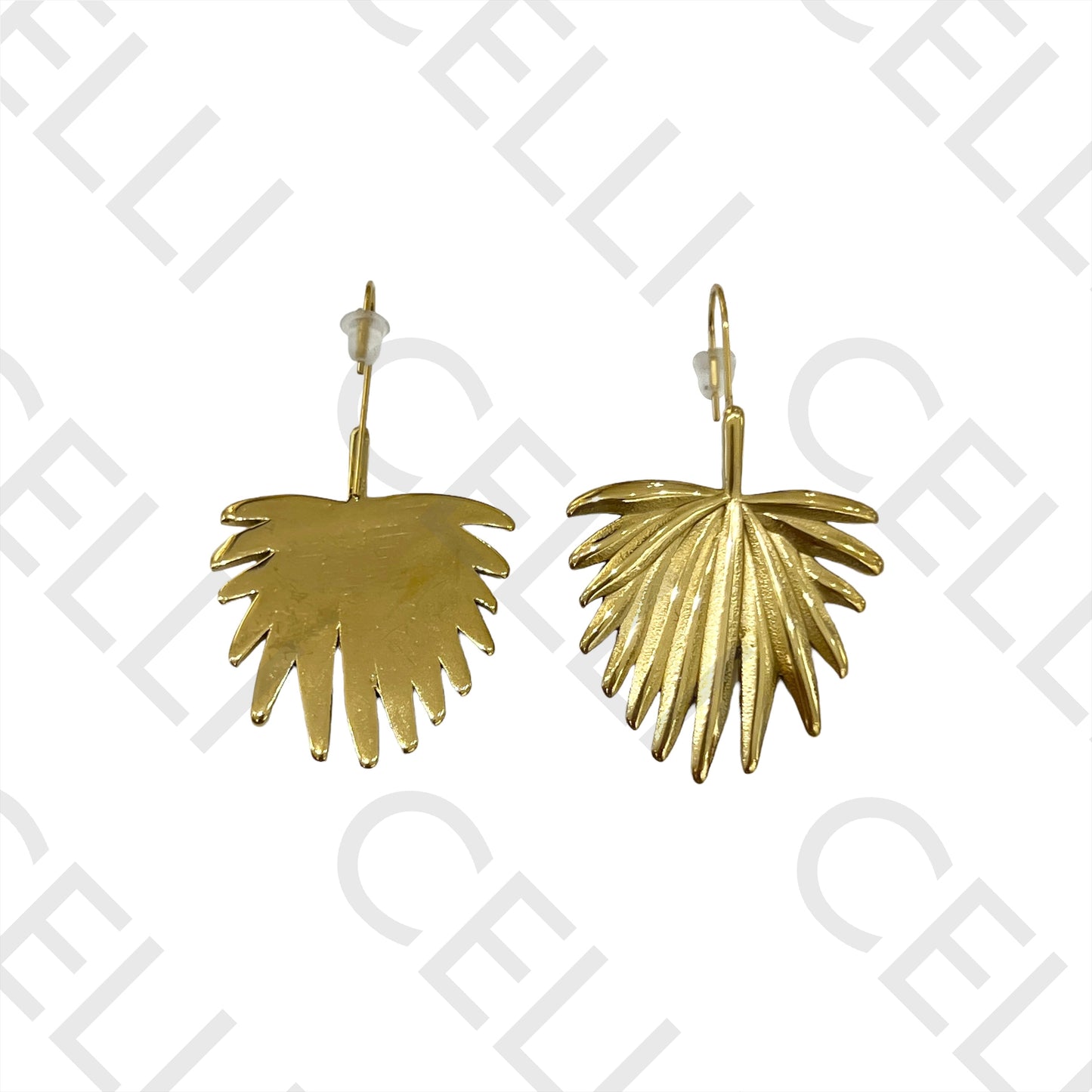 钢制耳环 - 叶子