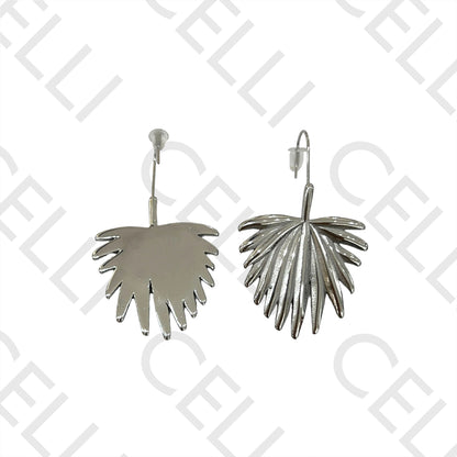 钢制耳环 - 叶子
