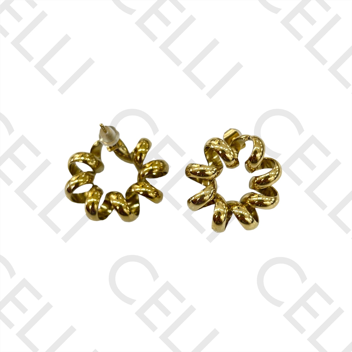 钢制耳环 - 卷曲设计