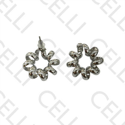 钢制耳环 - 卷曲设计