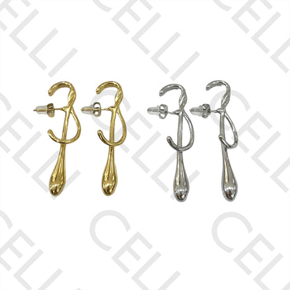 Steel Earring - Twisted Drop