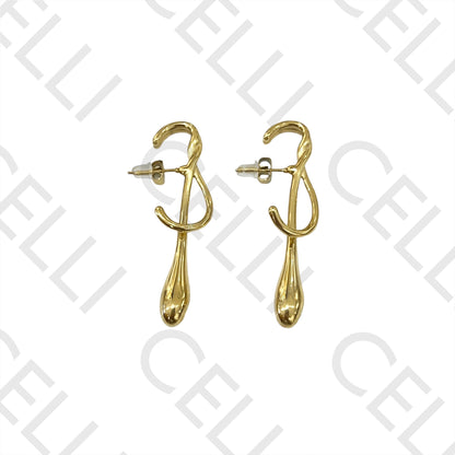 Steel Earring - Twisted Drop