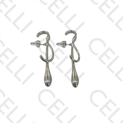 Steel Earring - Twisted Drop
