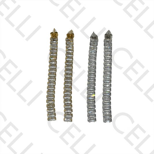 不锈钢耳环 - 闪亮的锆石