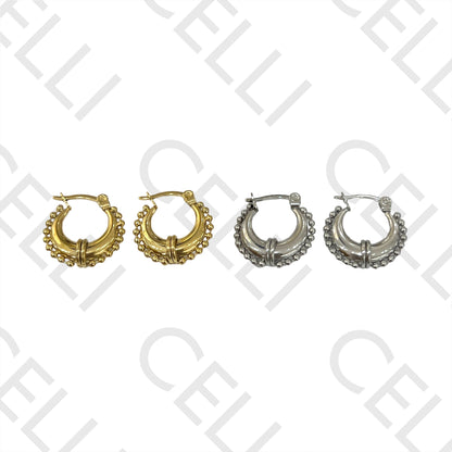 Brinco Argola de Aço - detalhado com bolinhas