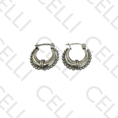 Brinco Argola de Aço - detalhado com bolinhas