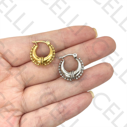 Brinco Argola de Aço - detalhado com bolinhas