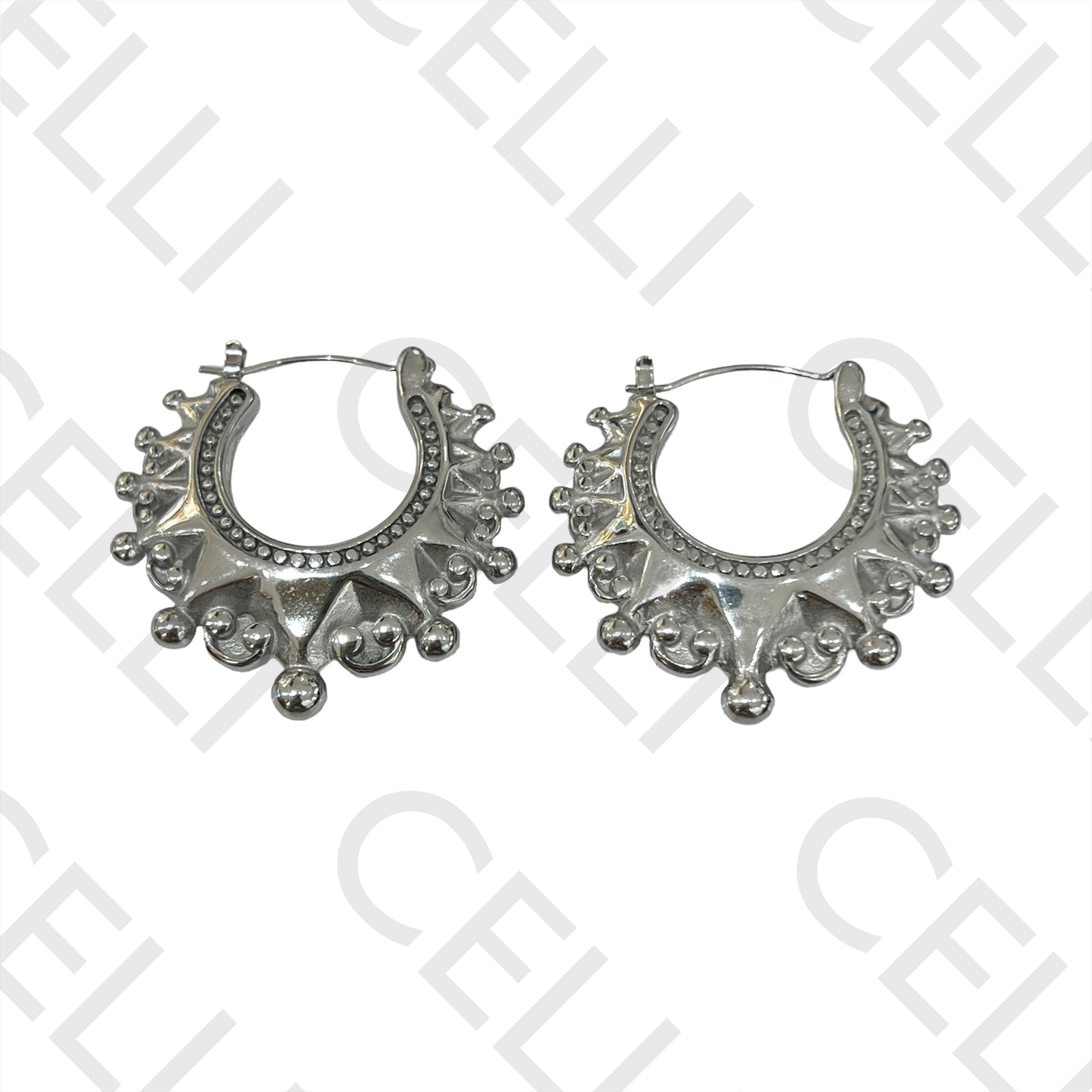 Steel Hoop Earring - detailed with beads
