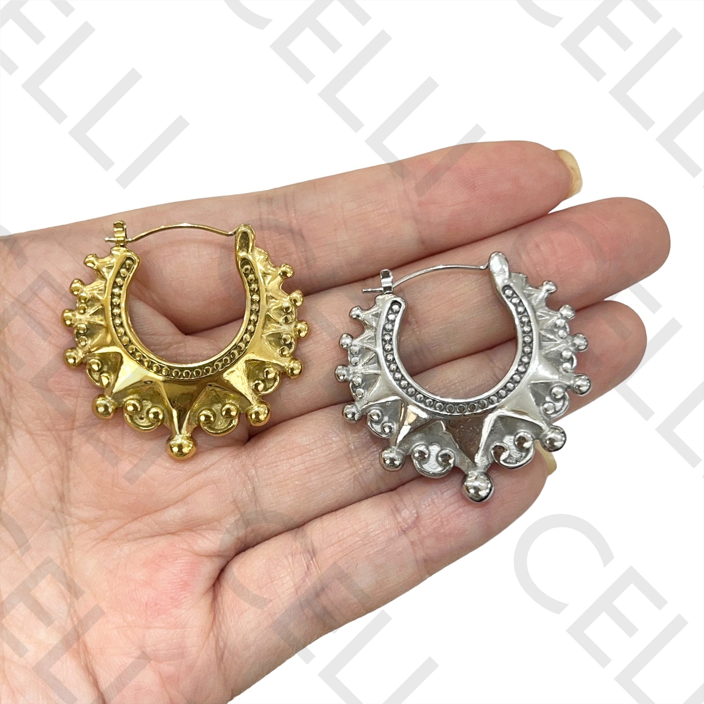 Steel Hoop Earring - detailed with beads