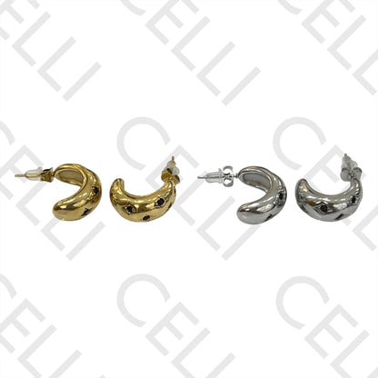 钢制耳环 - 黑色闪耀星星