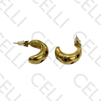 钢制耳环 - 黑色闪耀星星