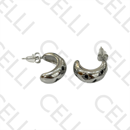 钢制耳环 - 黑色闪耀星星