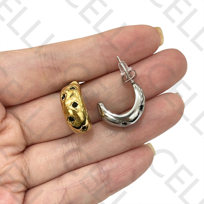 钢制耳环 - 黑色闪耀星星