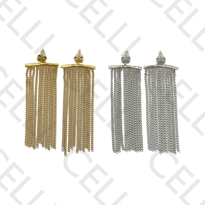 钢制耳环 - 带流苏