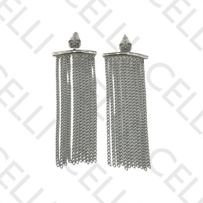 钢制耳环 - 带流苏