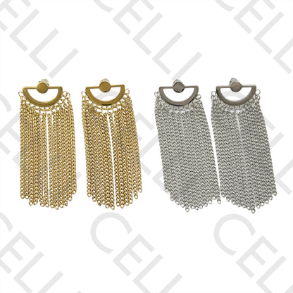 钢制耳环 - 带流苏