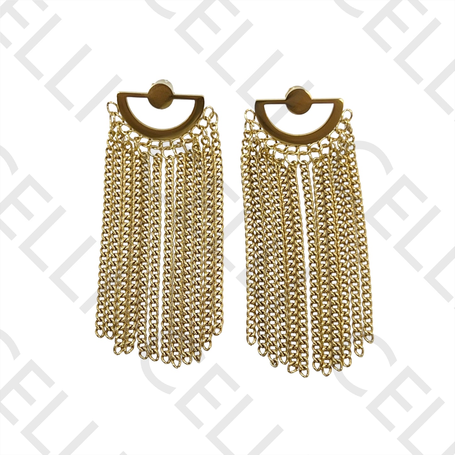 钢制耳环 - 带流苏