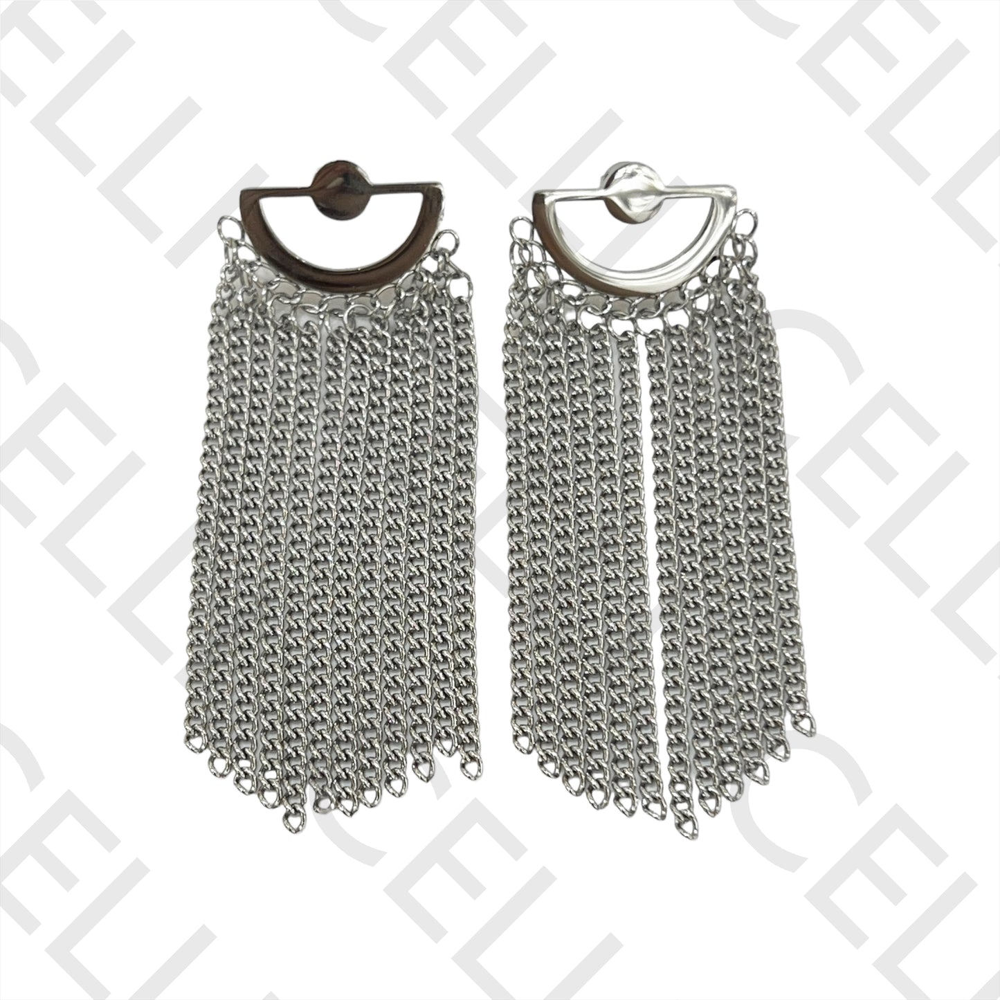 钢制耳环 - 带流苏